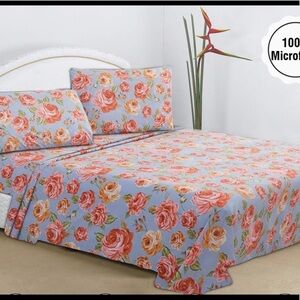 Soft Rose Flower Patterned Printed Bed Sheets